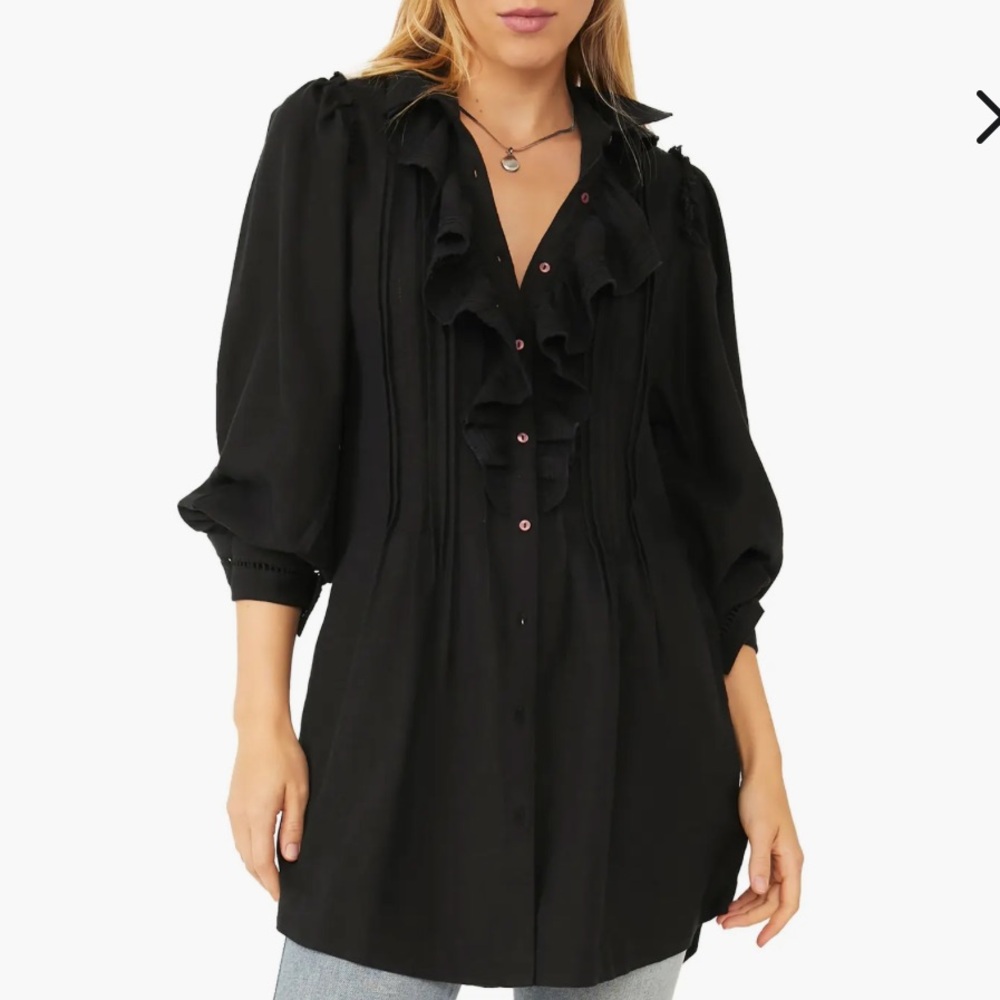 Free People Boho Ruffled Long Sleeve Tunic Top/Dress SIZE XS